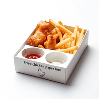 Boîte à frites et poulet frit personnalisée en carton blanc avec compartiments et support à sauce intégré – Vente en gros