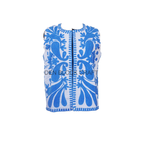 เสื้อนอกแขนกุดปักลายคอตตอนของผู้หญิงเสื้อแขนกุดคอตตอนดีไซน์พื้นเมืองเป็นมิตรต่อสิ่งแวดล้อมทำด้วยมือ - Product Image 1