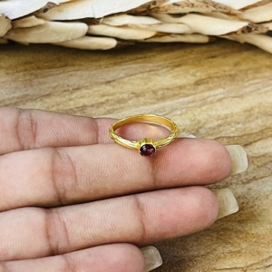 Latest High Demanding Minimalist Solitaire Garnet <b>Ring</b> Dainty Brass 18K Gold Plated Boho Wholesale <b>Statement</b> <b>Ring</b> For Women - Product Image 5