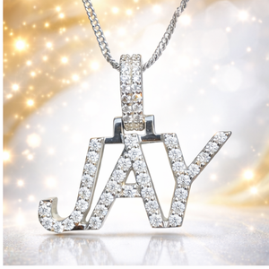 Collier tendance en or massif 10K avec plaque nominative personnalisée en écriture bloquée, sertie de moissanite et de diamants, pendentif fin sur mesure, cadeau - Product Image 5
