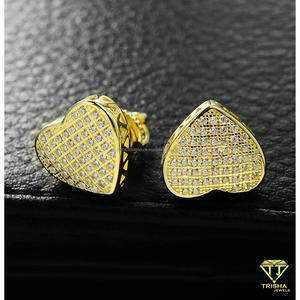 Boucles d'oreilles en argent sterling 925 plaqué or, serties de moissanite et de diamants, bijoux fins étincelants pour femmes - Product Image 3