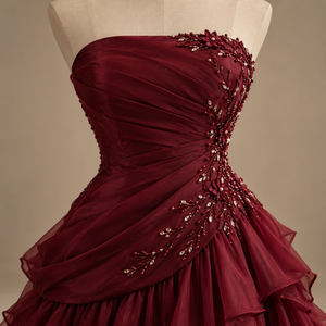 elegante vestido de noche color borgoña - Product Image 2