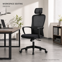 Chaise de bureau moderne noire en maille avec dossier haut en maille, accoudoirs fixes, siège rembourré et base à cinq étoiles pour mobilier de bureau