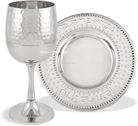 Élégant ensemble de coupes de Kiddoussah faites à la main en acier inoxydable bicolore or et argent, avec sous-verre, sans BPA, anti-fuite, compatible lave-vaisselle