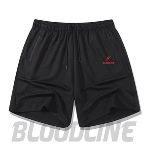Pantalones Cortos Deportivos Negros para Hombre Bloodline, Cintura Media, Cordón Ajustable, Secado Rápido, Logotipo Frontal, Estilo Casual - Product Image 1