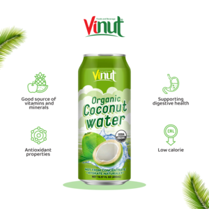 VINUT 490ml Vente chaude d'eau de noix de coco pure naturelle prête à être expédiée Fabriqué au Vietnam Usine (OEM, ODM) - Product Image 4