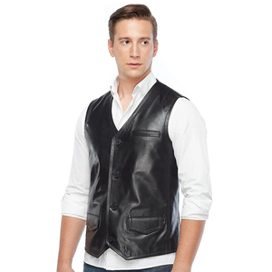 Gilets en cuir PU pour hommes, veste sans manches 100 % cuir véritable, gilets pour hommes – Produit fiable et très demandé - Product Image 2