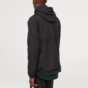 Veste coupe-vent légère en polyester et élasthanne, fournisseur en gros de vêtements de sport athlétiques, vêtements de course en plein air, anorak noir - Product Image 3