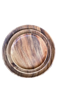 Assiettes rondes en bois écologiques classiques avec logo personnalisé, plusieurs tailles, pour hôtel, café - Product Image 3