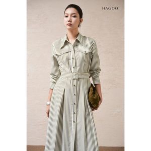 Vestido midi informal con cuello camisero, vestido de verano tejido con cinturón y dobladillo recto para uso diario [V9066] - Product Image 2