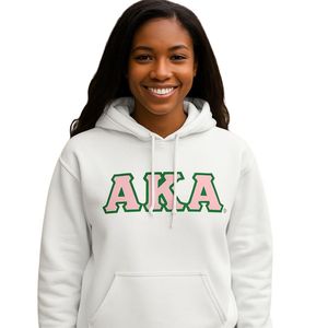 Sudadera con Capucha Blanca con Gráfico de Letras Verdes y Rosas, Manga Larga, Felpa de Algodón, Bolsillo Canguro, Ropa Casual - Product Image 1