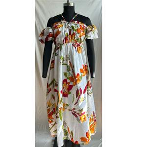 Vestido Midi Casual de Verano para Mujer, Estampado Floral, Cuello con Lazo, Manga Abullonada, Corte Holgado y Fluido, Cómodo para la Noche - Product Image 1