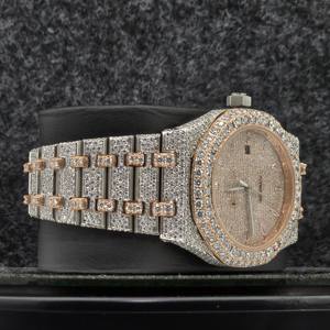 Custom Full <b>Iced</b> <b>Out</b> Round Mechanical Analog Moissanite Classic Date Bugout Dial Features <b>Watch</b> for Men Gift - Product Image 2