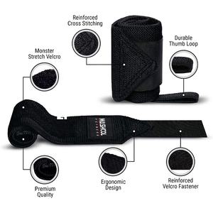 Poignets de fitness verts de 18 pouces en coton personnalisé Élastique robuste Support de poignet de musculation Équipement de gymnastique Vente en gros - Product Image 5