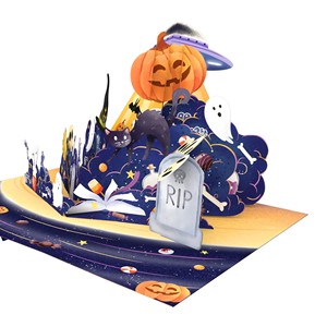 Carte de vœux d'Halloween personnalisée en 3D avec enveloppe, carte de vœux faite à la main, carte d'événement faite à la main, thème Père Noël - Product Image 3