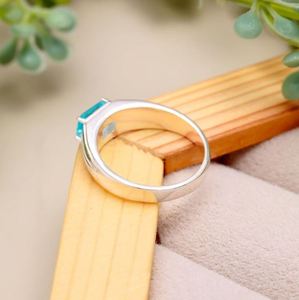 Natural Blue Topaz 925 Sterling <b>Silver</b> Gold Plated 1.5ct <b>Emerald</b> Cut Gemstone Elegant Engagement Wedding Anniversary Luxury - Product Image 4