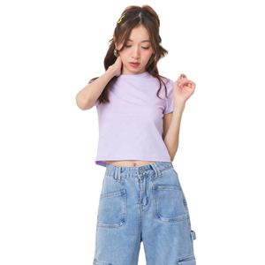 T-shirt vierge en coton avec logo personnalisé pour femmes T-shirt court mince en toile de coton 100% pour dames XS à 3XL ODM Supply - Product Image 3