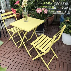 3-Piece Patio <b>Bistro</b> Set with <b>Foldable</b> Square <b>Table</b> and Chairs for Outdoor Entertaining - Product Image 3