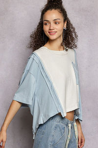 เสื้อยืดครอปแบบปะติดสีสันสดใส POL - Product Image 3