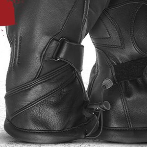Anti-<b>Slip</b> Windproof <b>Full</b> Finger Motorcycle Racing Gloves with Hook & Loop Closure Shockproof Protective Leather Biker Gloves - Product Image 3