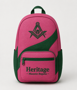 Sac à dos réversible en polyester Cordura imperméable, élégant, bicolore, avec logo brodé rose et vert, pour la franc-maçonnerie et les confréries. - Product Image 4