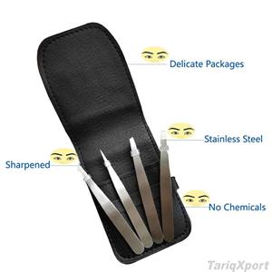Pince à épiler de précision en acier inoxydable, 4 pièces, à pointe fine, pour l'élimination des poils incarnés du visage et des sourcils, durable - Product Image 5