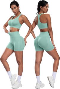 3 Piece Workout Sets for Women <b>Butt</b> <b>Lifting</b> <b>Leggings</b> with High Impact Sports Bra Gym Shorts - Product Image 2