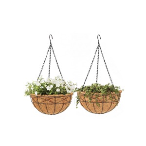 Maceta Colgante de Metal Galvanizado con Revestimiento de Fibra de Coco y Patrón Circular para Plantas de Jardín - Product Image 2