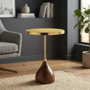 Table d'appoint moderne avec base en bois – Table d'appoint élégante pour salon, chambre et décoration intérieure - Product Image 6
