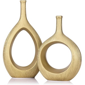 Luxury Hollow-Center Silver Metal <b>Vase</b> <b>Set</b> Modern Abstract Chrome Floral <b>Vase</b> Contemporary Tabletop Sculpture High-End Home Deco - Product Image 3