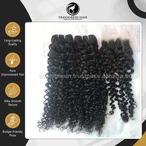 ผู้เชี่ยวชาญด้านการขายผมต่อแบบมาตรฐานคุณภาพสูง 4x4 Indian Temple Virgin Kinky Curly Closure – ผมมนุษย์แท้ 100% ไม่ผ่านการแปรรูป - Product Image 3