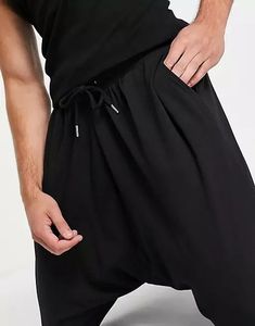 Pantalon de jogging décontracté pour homme à entrejambe bas, en tissu respirant polyester-coton, coupe ample, imprimé personnalisé, vente en gros - Product Image 5