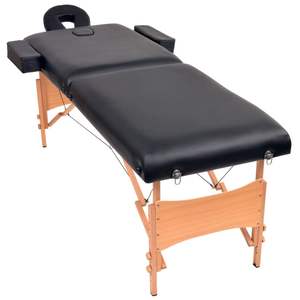 Table de massage pliante noire à 2 zones et ensemble de tabourets, épaisseur 3,9'' - Product Image 2