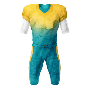 Uniforme de Fútbol Americano Personalizable para Hombre, Cuello en V, Manga Corta, Color Degradado, Jersey y Pantalón de Poliéster Ajustados que Absorben la Humedad - Product Image 1