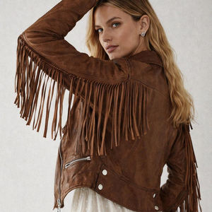 Veste d'extérieur en cuir véritable pour femme, en cuir naturel, conçue pour un style de vie décontracté - Product Image 3