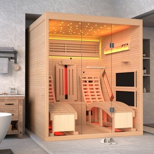 Sauna infrarouge pour 2 personnes avec fauteuil inclinable, Bluetooth, en bois de pruche, pour intérieur - Product Image 4