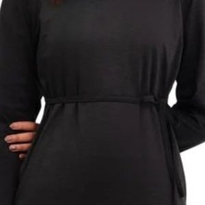 Womens Black Long <b>Sleeve</b> Mini Dress Crew Neck Waist Detail Casual Slim Fit Elegant Fashion Dress Daily Wear Wholesale Clothing - Product Image 3