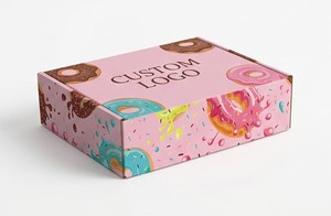 Boîte à gâteau rose personnalisable avec impression quadricolore, emballage rectangulaire en carton auto-assemblant pour aliments - Product Image 4