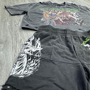 Conjuntos Deportivos para Hombre, Camiseta de Manga Corta de Algodón Casual con Estampado, Pantalones Cortos, Conjunto de 2 Piezas - Product Image 3