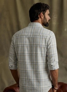 Men's Light Blue Plaid Cotton Dress Shirt Full Sleeve Turn-<b>down</b> Collar Smart Casual Breathable Woven Cotton Spring Style - Product Image 2