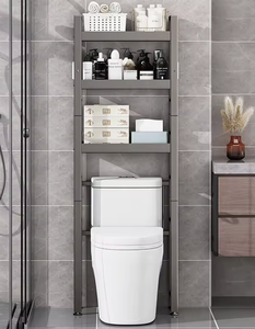 OEM/ODM Vietnam Three Layer Toilet <b>Storage</b> Rack Metal Bathroom Organizer Shelf Floor Standing Over Toilet <b>Storage</b> <b>Unit</b> - Product Image 4