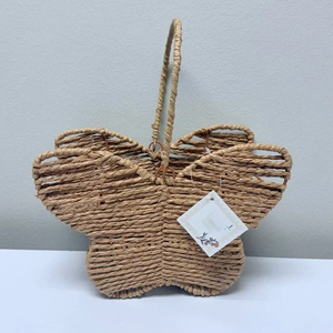 Novelty Woven Butterfly <b>Basket</b> with <b>Handle</b> Handmade Seagrass <b>Wicker</b> Storage Organizer for Nursery Decor Baby Gift OEM Supplier - Product Image 3