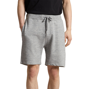 Shorts Bermuda en coton gris tricoté pour homme avec cordon de serrage à la taille et poches, couleur unie décontractée, taille mi-haute - Product Image 2