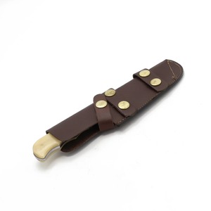 Damascus Steel Hunting <b>Knife</b> Drop Point Blade With <b>Bone</b> <b>Handle</b> And Leather Sheath For Outdoor Camping Survival Use - Product Image 2