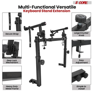 5 Core Adjustable 2-Tier Metal <b>Keyboard</b> <b>Stand</b> Attachment for 54-88 Key Digital Pianos (Model KS 2T GEAR) - Product Image 4