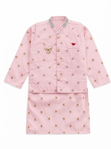 Kurta Pijama Tradicional Étnica de Algodón para Hombre, Bordada en Rosa, con Función de Secado Rápido, para Bodas y Fiestas - Product Image 3