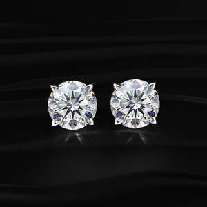 Pear Cut Moissanite Stud Earrings 4 TCW Colorless VVS 14K Gold 2 Carat Solitaire Hidden Halo <b>Screw</b> Back Handmade Bridal Jewelry - Product Image 2