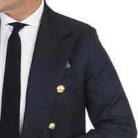 Blazer Prince Charlie à double boutonnage noir en laine avec 8 boutons dorés, costume sur mesure de haute qualité
