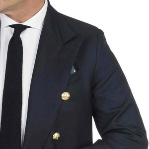 เสื้อเบลเซอร์ทรงดับเบิ้ลเบรสเต็ด รุ่นปรินซ์ชาร์ลี สีดำ ทำจากผ้าขนสัตว์ ติดกระดุมทอง 8 เม็ด ชุดสูทสั่งตัดคุณภาพสูง - Product Image 4