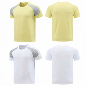 เสื้อยืดผู้ชายสีเหลืองอ่อนแบบแห้งเร็ว ระบายอากาศได้ดี เหมาะสำหรับออกกำลังกาย แขนสั้น สไตล์เสื้อเจอร์ซีย์ สำหรับฤดูร้อน รับผลิตตามสั่งขายส่ง - Product Image 1